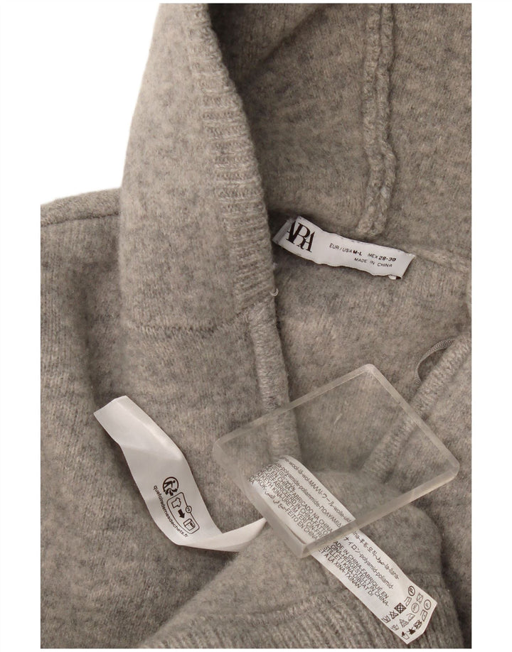 Zara Damen-Cardigan mit Kapuze, UK 14, mittelgraue Wolle