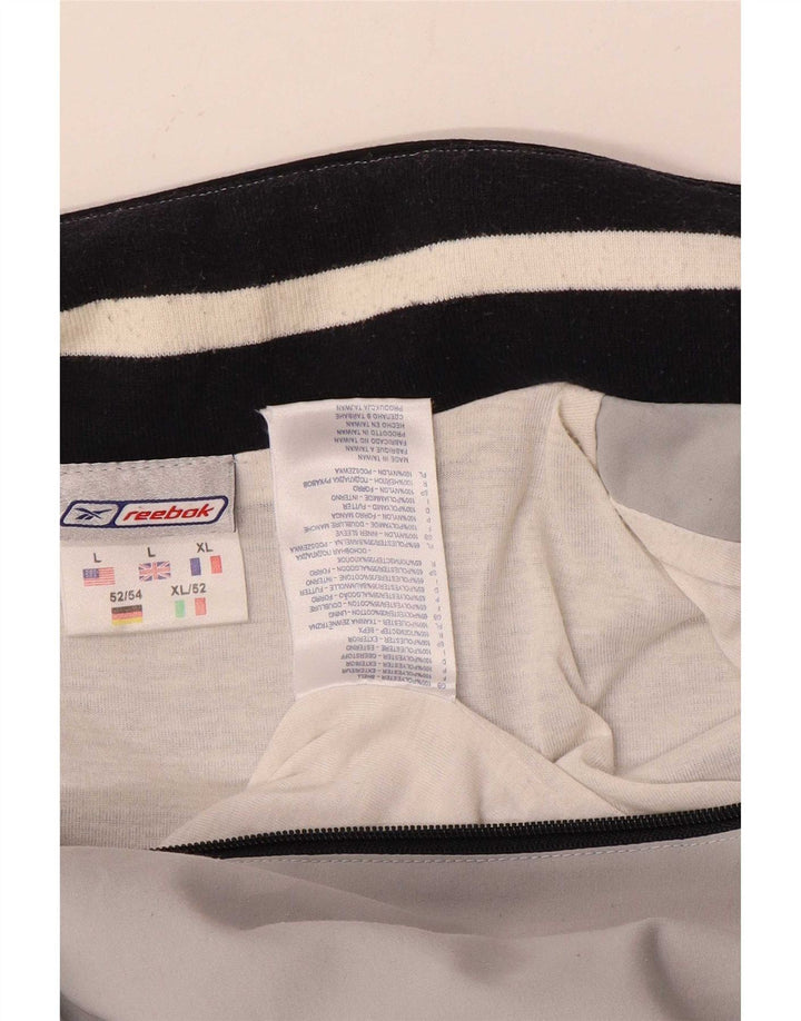 Reebok Herren-Trainingsanzugoberteil mit Grafik, groß, graues Farbblock-Polyester