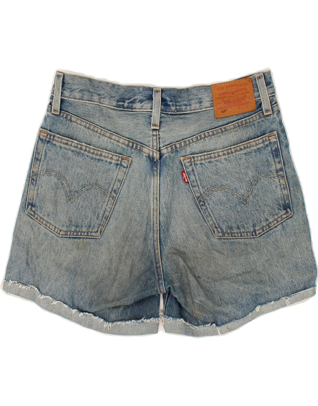 LEVI'S Womens Distressed Denim Shorts W26 Small Blue Cotton Vintage Levi's and Second-Hand Levi's from Messina Hembry 
