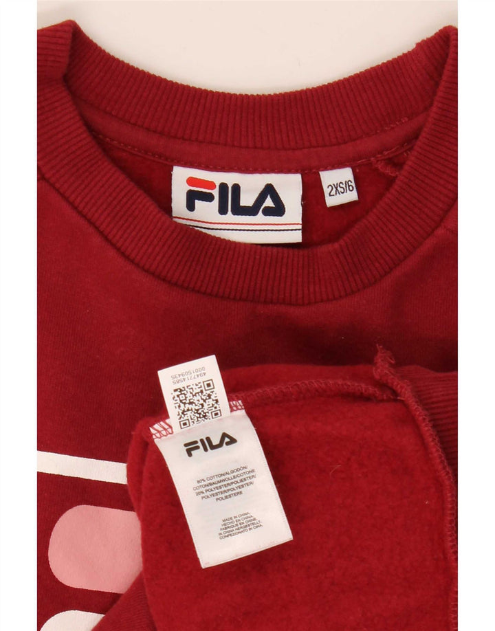 Fila Womens Graphic Oversized Sweatshirt Pullover UK 2 2XS Roter Farbblock