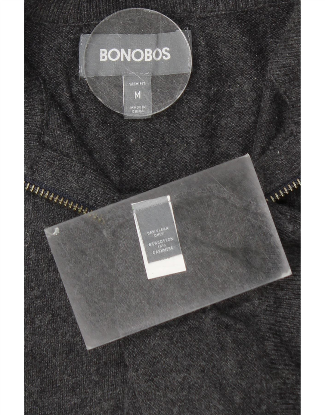 BONOBOS Herren-Pullover mit Reißverschluss am Hals, mittelgraue Baumwolle