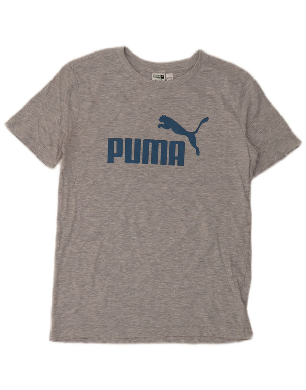 PUMA Jungen T-Shirt mit Grafik, 13–14 Jahre, Größe L, Grau, Baumwolle