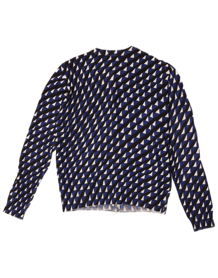 Marks & Spencer Damen Crop Cardigan Pullover UK 14 Mittelblau Geometrisch