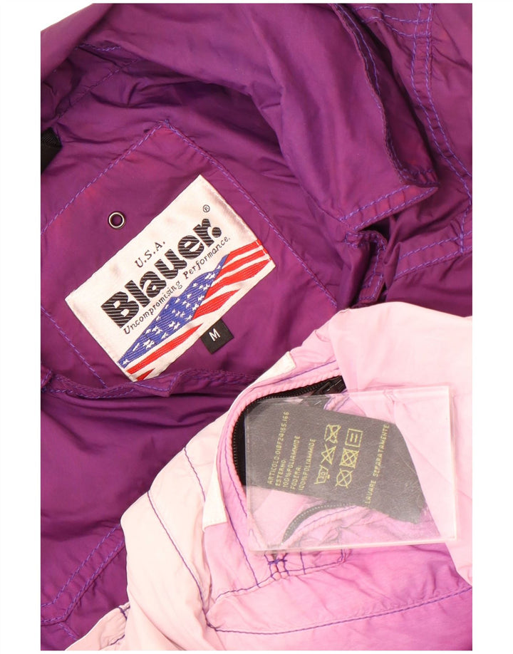 Blauer Damen-Utility-Jacke UK 12 Mittellila Colourblock-Polyamid