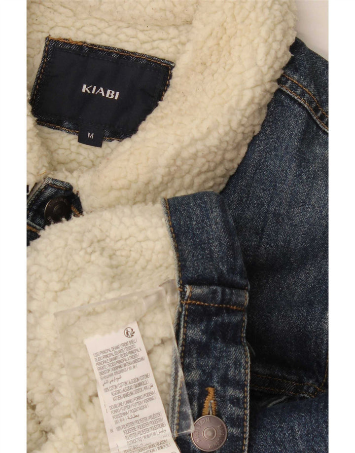 Kiabi Herren Denim Sherpa Jacke UK 38 Mittelblaue Baumwolle