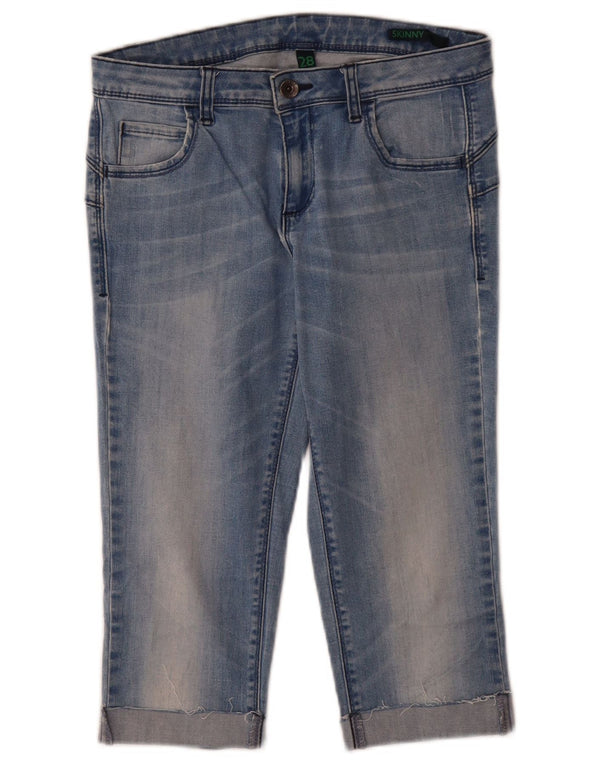 Benetton Damen Capri Skinny Jeans W28 L18 Blaue Baumwolle