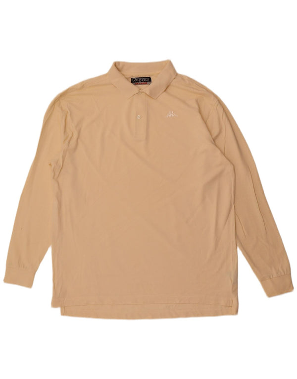 Kappa Herren Langarm-Poloshirt 2XL Beige Baumwolle