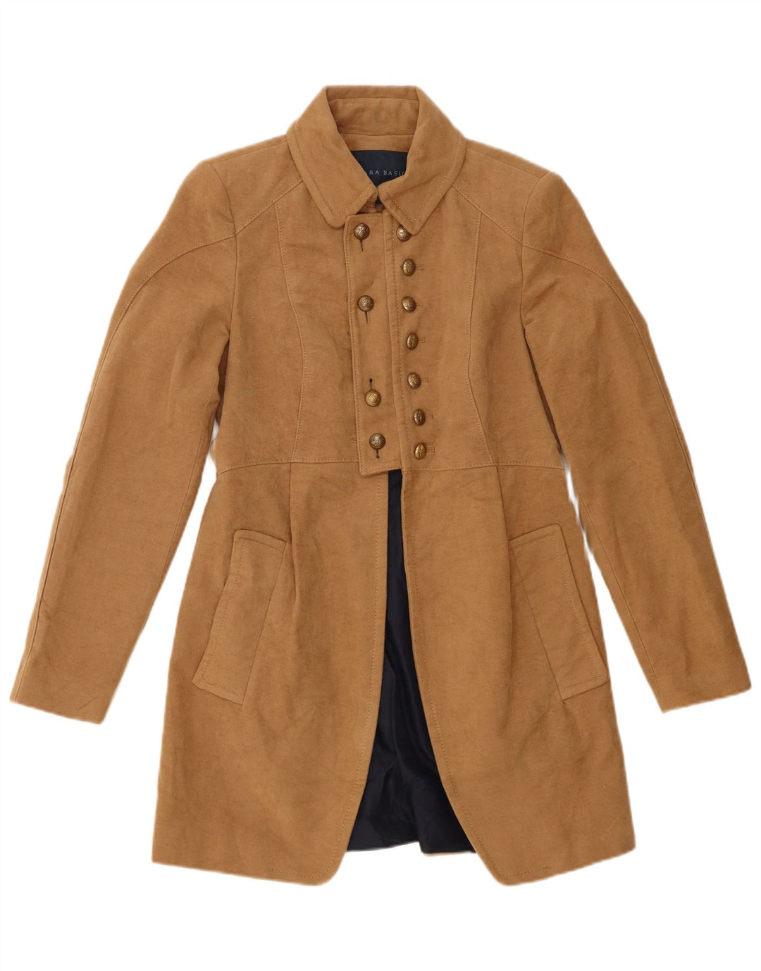 Zara Damen Zweireihiger Mantel UK 12 Mittelbeige Baumwolle
