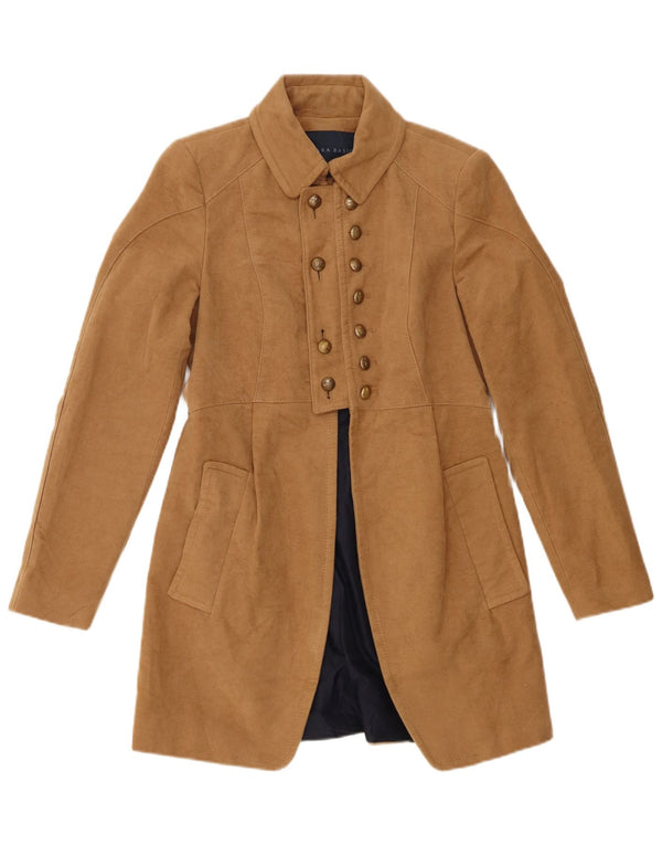 Zara Damen Zweireihiger Mantel UK 12 Mittelbeige Baumwolle