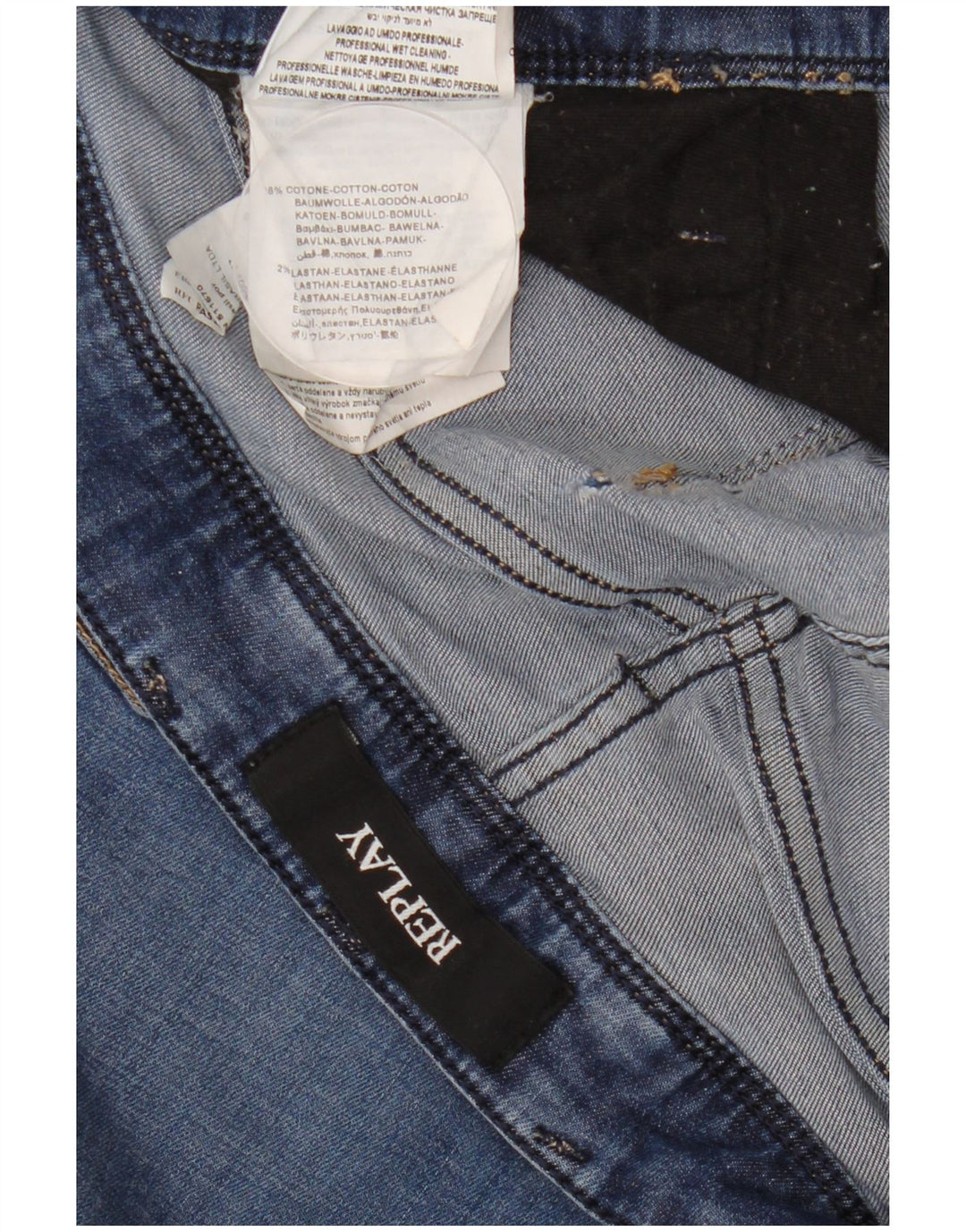 Replay Herren Slim Jeans W36 L32 Blaue Baumwolle