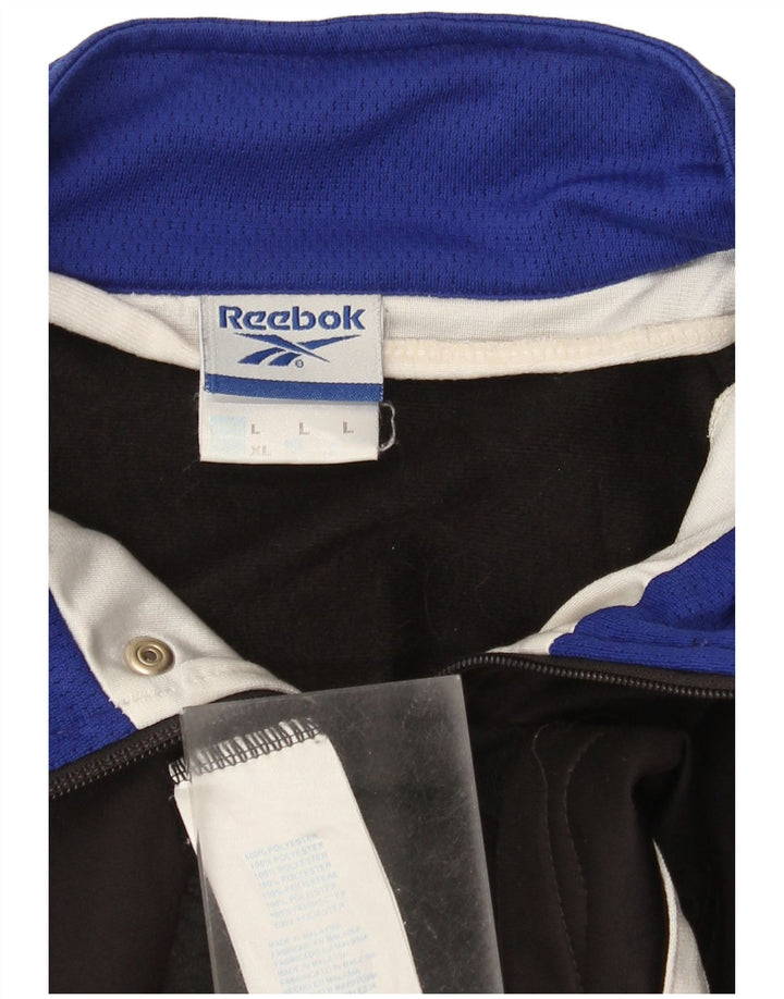 Reebok Herren-Trainingsanzugoberteil mit Grafik, groß, schwarzes Farbblock-Polyester