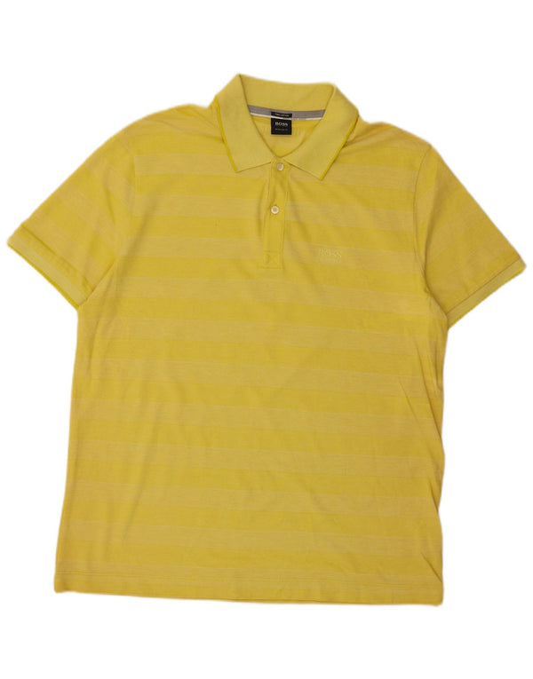 Hugo Boss Herren-Poloshirt mit normaler Passform, XL, gelb gestreift, Baumwolle