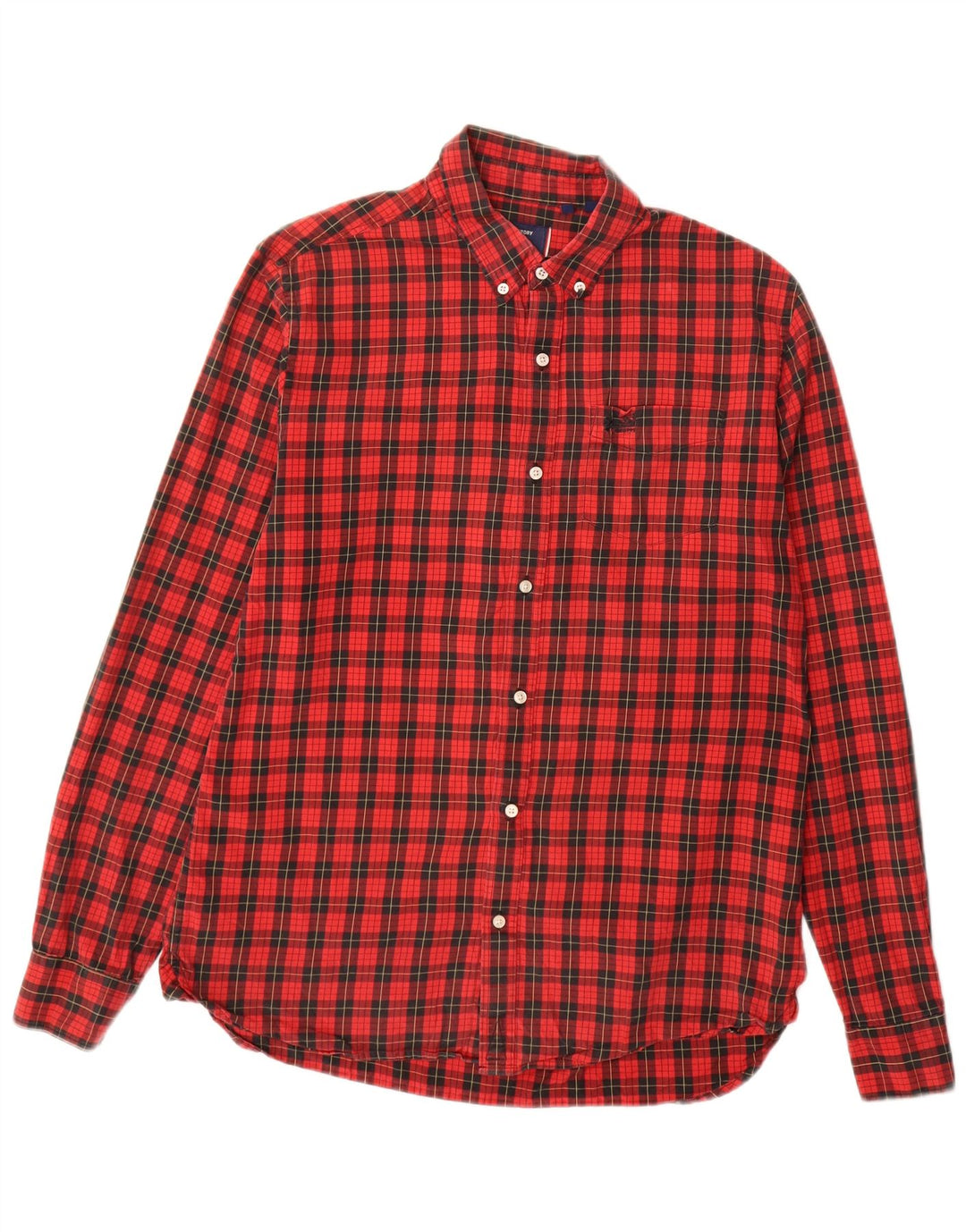 Superdry Herren-Flanellhemd, groß, rot kariert, Baumwolle