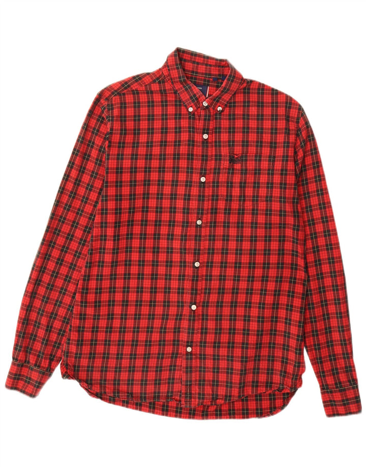 Superdry Herren-Flanellhemd, groß, rot kariert, Baumwolle