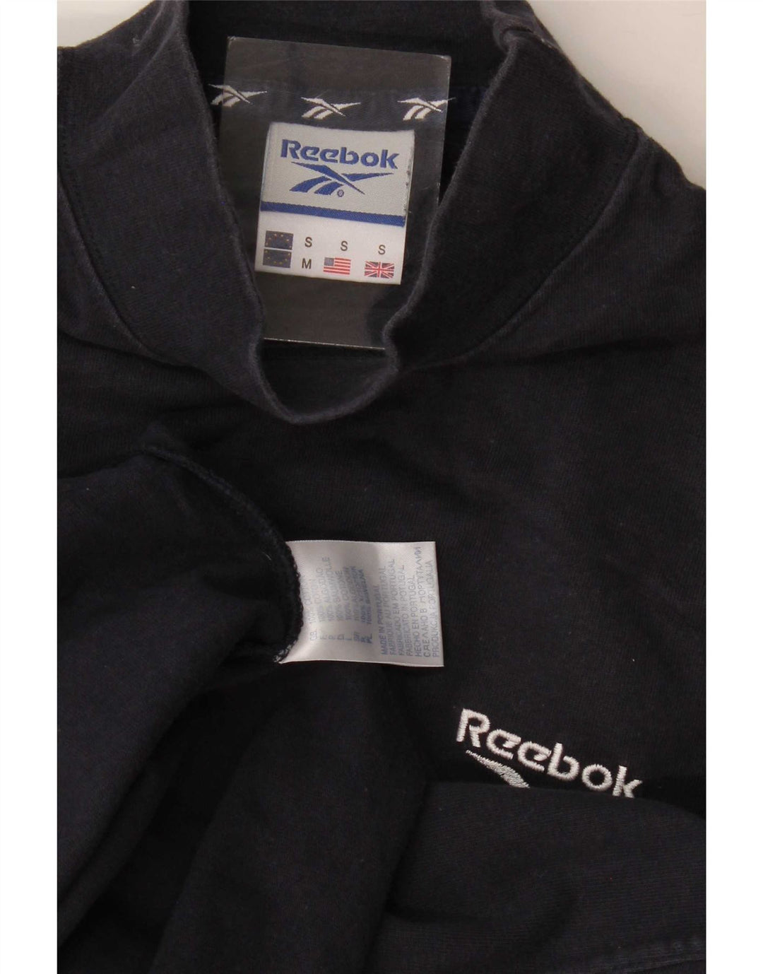 Reebok Herren Top Langarm Small Schwarz Baumwolle