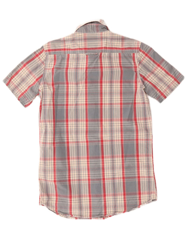 Superdry Herren-Kurzarmhemd, klein, blau kariert, Baumwolle