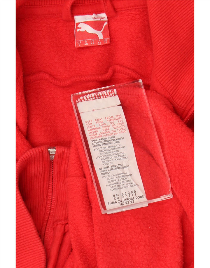 Puma Damen-Trainingsanzug-Top-Jacke, UK 14, mittelrote Baumwolle