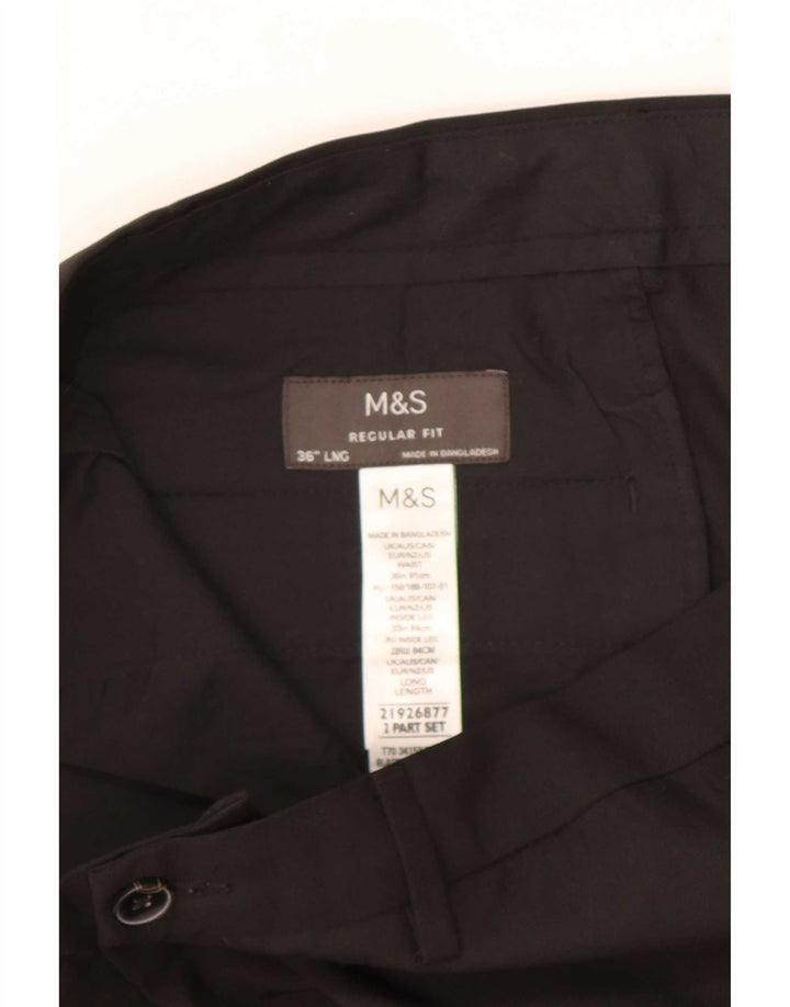 Marks & Spencer Herren-Chinohose mit normaler Passform, W36 L33, schwarzes Polyester