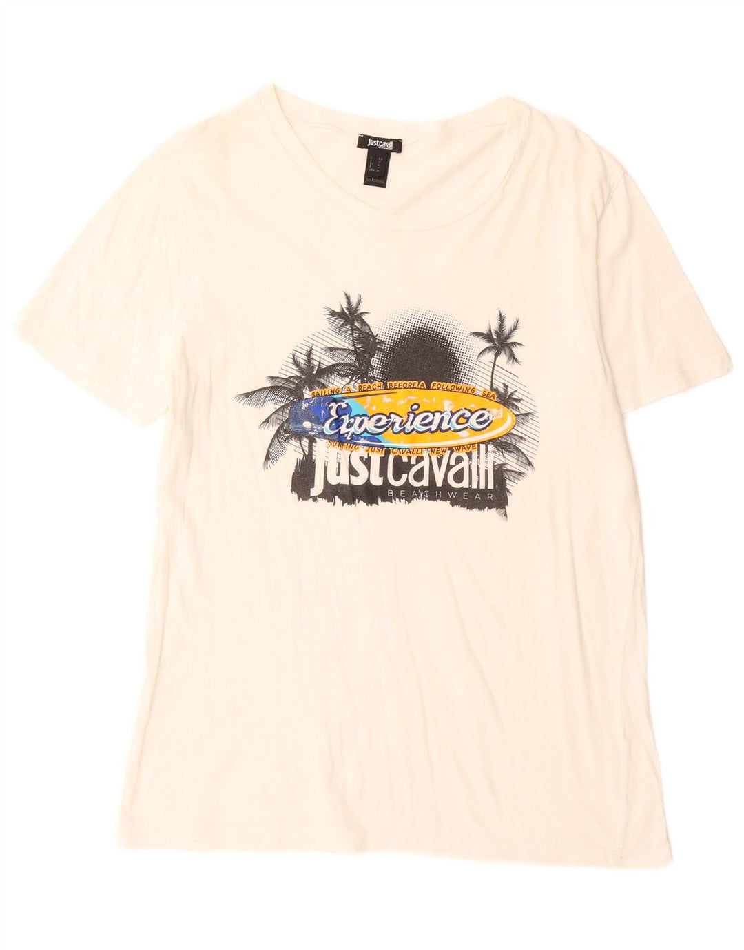 Just Cavalli Herren-T-Shirt mit Grafik, Größe L, aus weißer Baumwolle