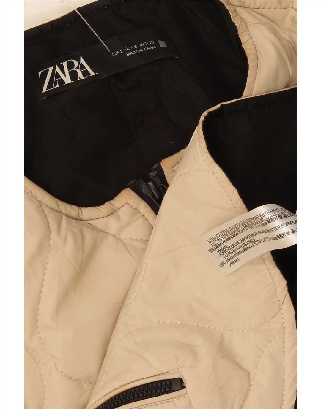 Zara Damen Übergroße Steppjacke UK 10 Small Beige Polyester