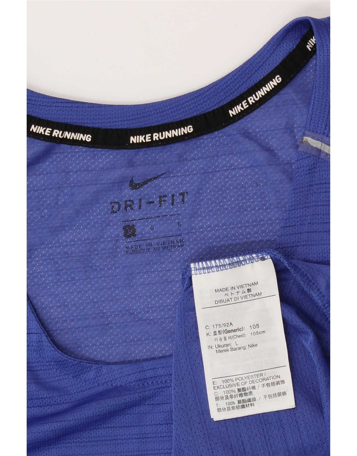 Nike Herren-Dri-Fit-Weste, großes, blaues Nadelstreifen-Polyester