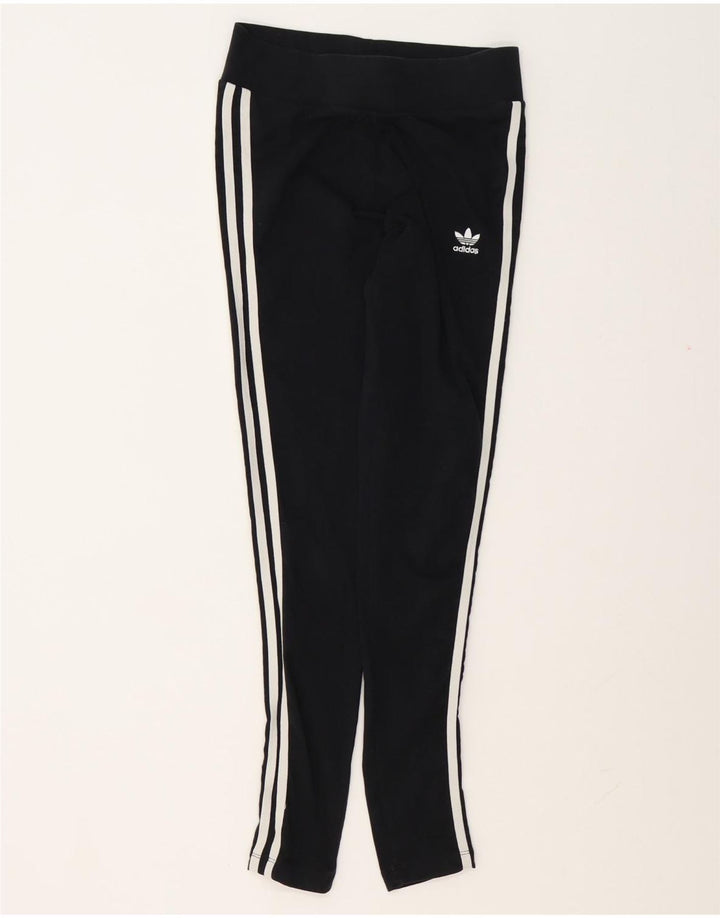 Adidas Damen Leggings UK 10 Small Schwarz Baumwolle
