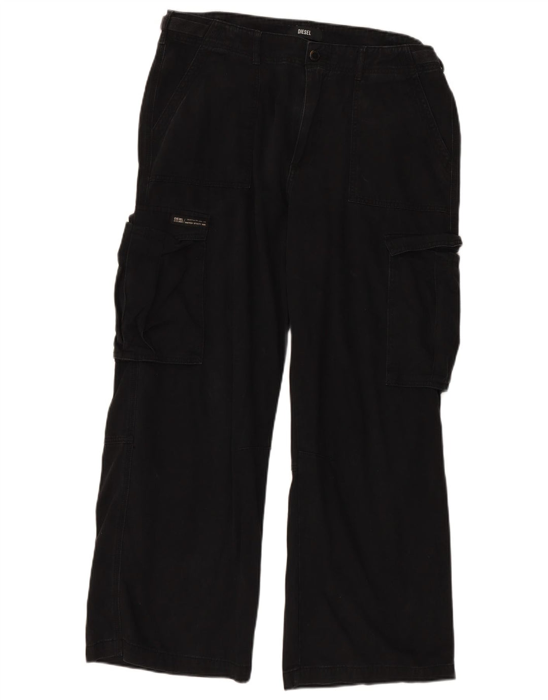 DIESEL Gerade Damen-Cargohose US 16 2XL W36 L30 Schwarze Baumwolle