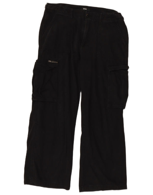 DIESEL Gerade Damen-Cargohose US 16 2XL W36 L30 Schwarze Baumwolle