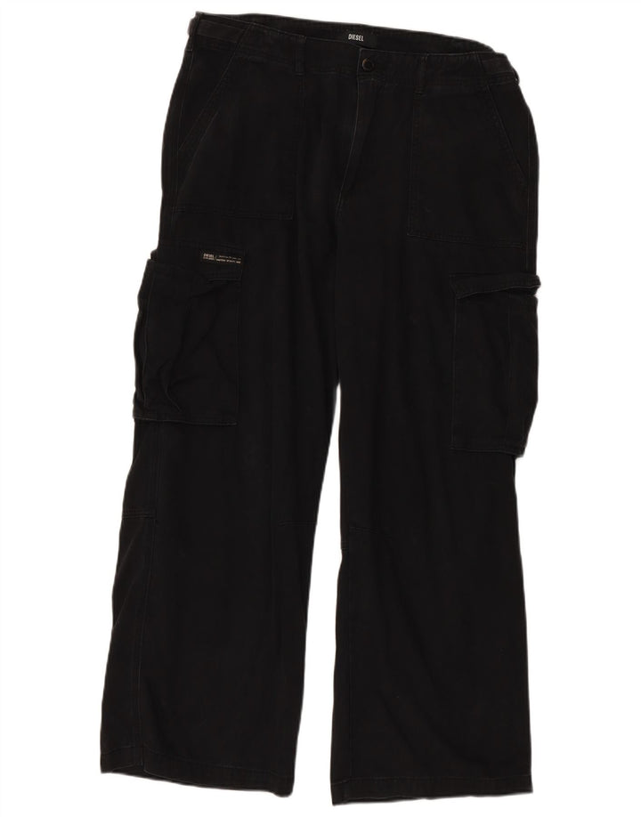 DIESEL Gerade Damen-Cargohose US 16 2XL W36 L30 Schwarze Baumwolle