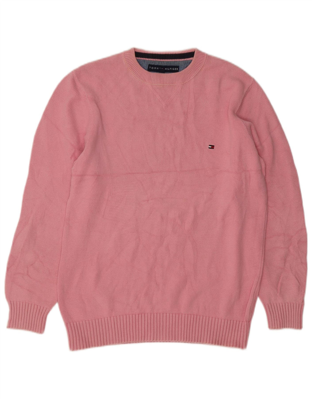 Tommy Hilfiger Herren-Pullover mit Rundhalsausschnitt, Größe S, rosa Baumwolle