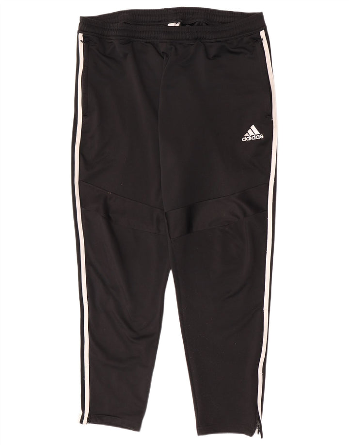 Adidas Herren-Trainingshose, groß, schwarzes Fischgrätenmuster aus Polyester