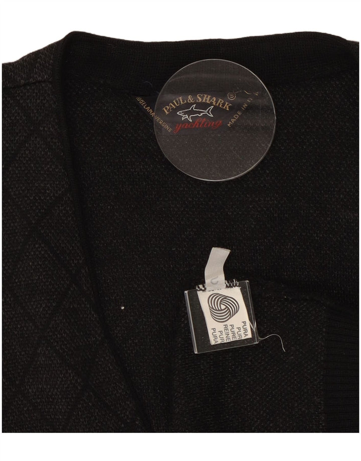 Paul & Shark Herren-Strickjacke, ärmellos, Größe S, Grau Argyle/Diamant