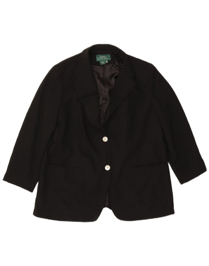 Ralph Lauren Damen-Blazerjacke mit 2 Knöpfen, US 14 XL, schwarze Wolle