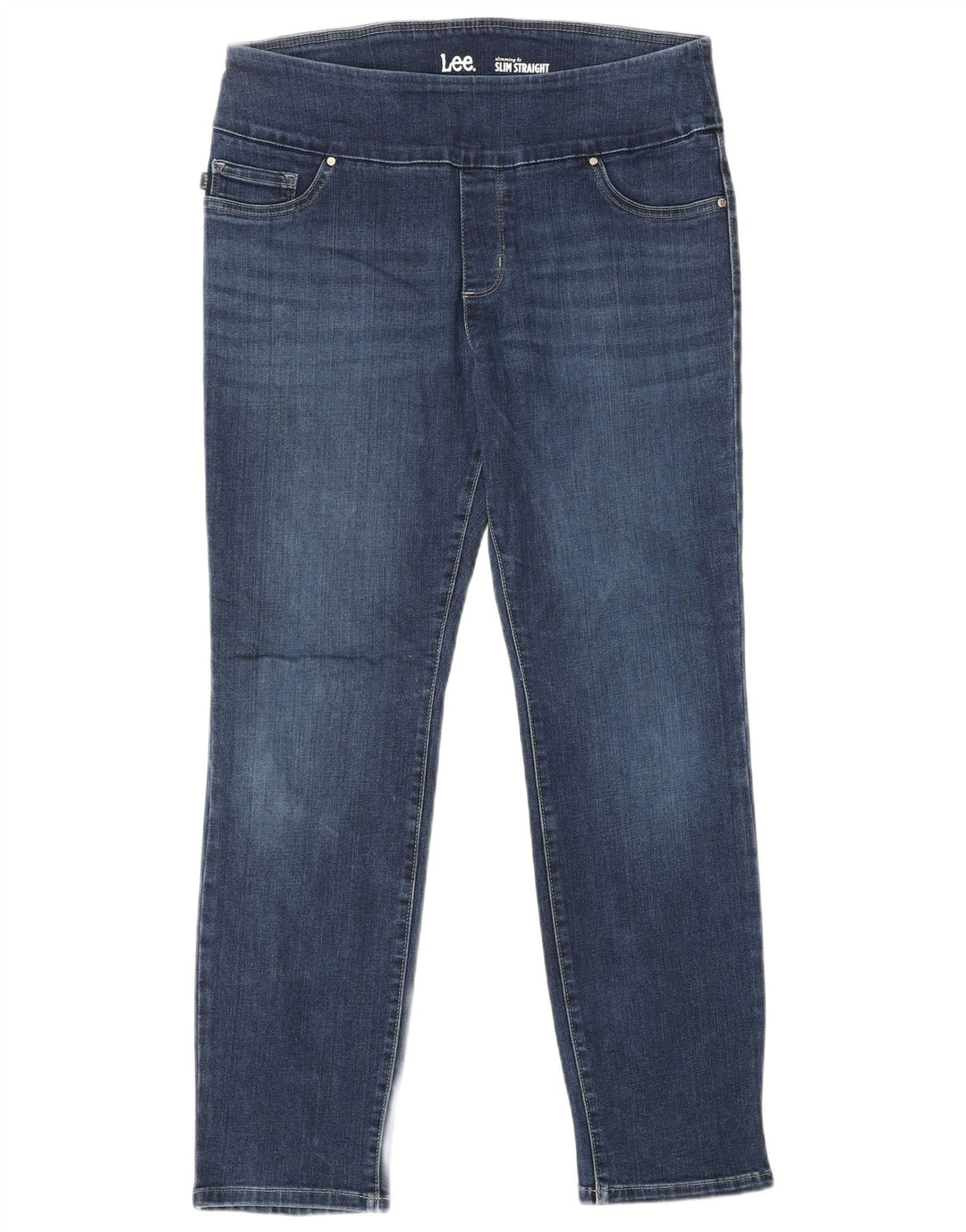 LEE Damen Slim Fit High Rise Straight Jeans US 12 Large W30 L27 Blau