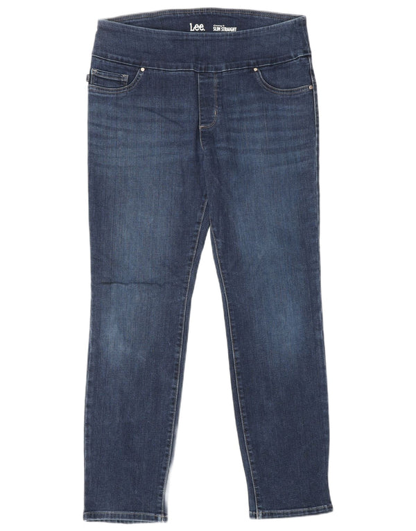 LEE Damen Slim Fit High Rise Straight Jeans US 12 Large W30 L27 Blau
