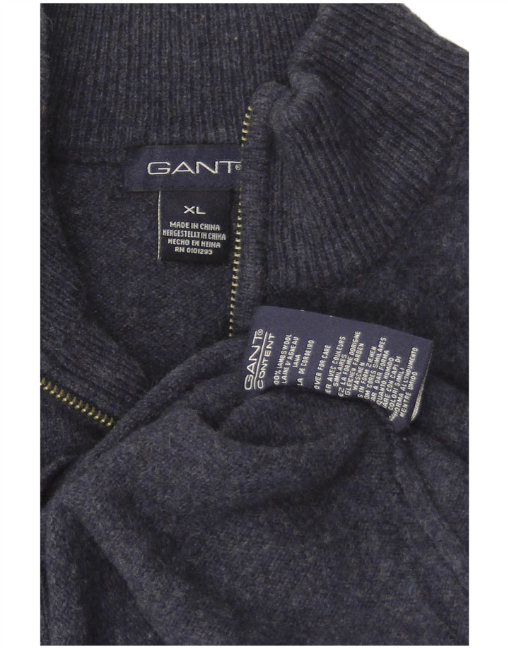 Gant Herren Strickjacke XL Marineblaue Lammwolle