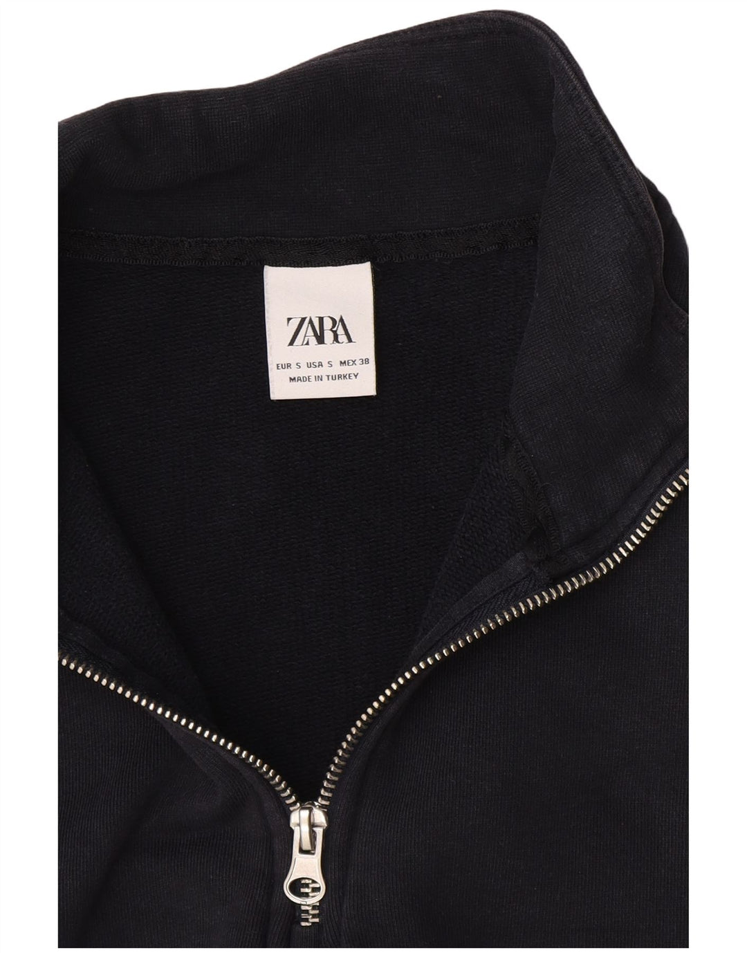 Zara Damen-Sweatshirt mit Reißverschluss am Hals, Gr. 10, Marineblau