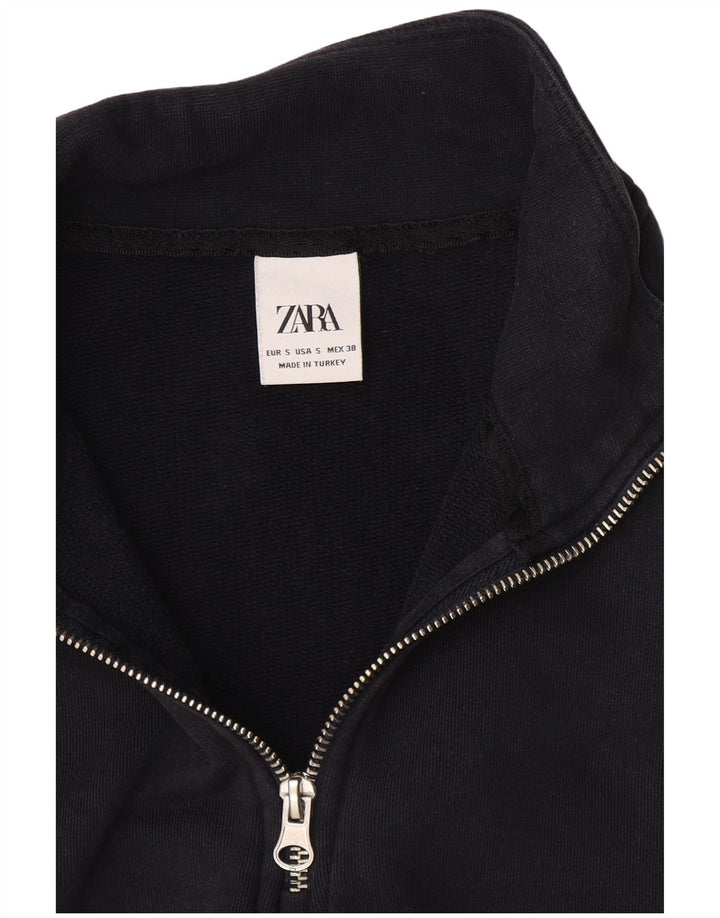 Zara Damen-Sweatshirt mit Reißverschluss am Hals, Gr. 10, Marineblau