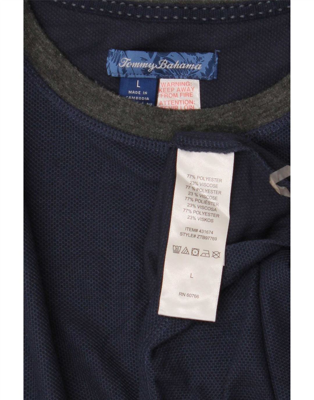 Tommy Bahama Herren-Oberteil, langärmelig, groß, Marineblau, Farbblock-Polyester