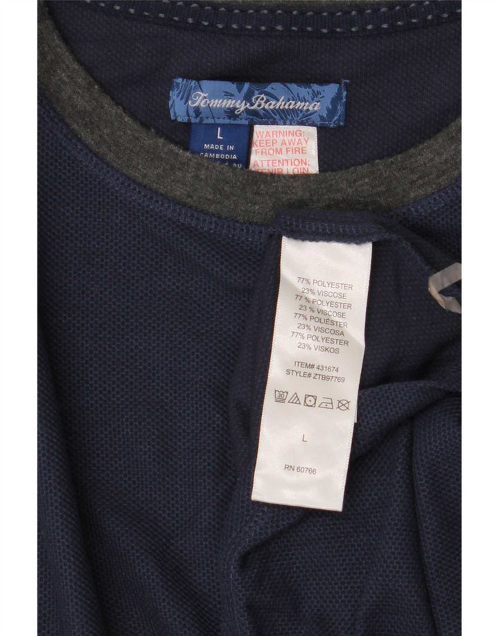 Tommy Bahama Herren-Oberteil, langärmelig, groß, Marineblau, Farbblock-Polyester