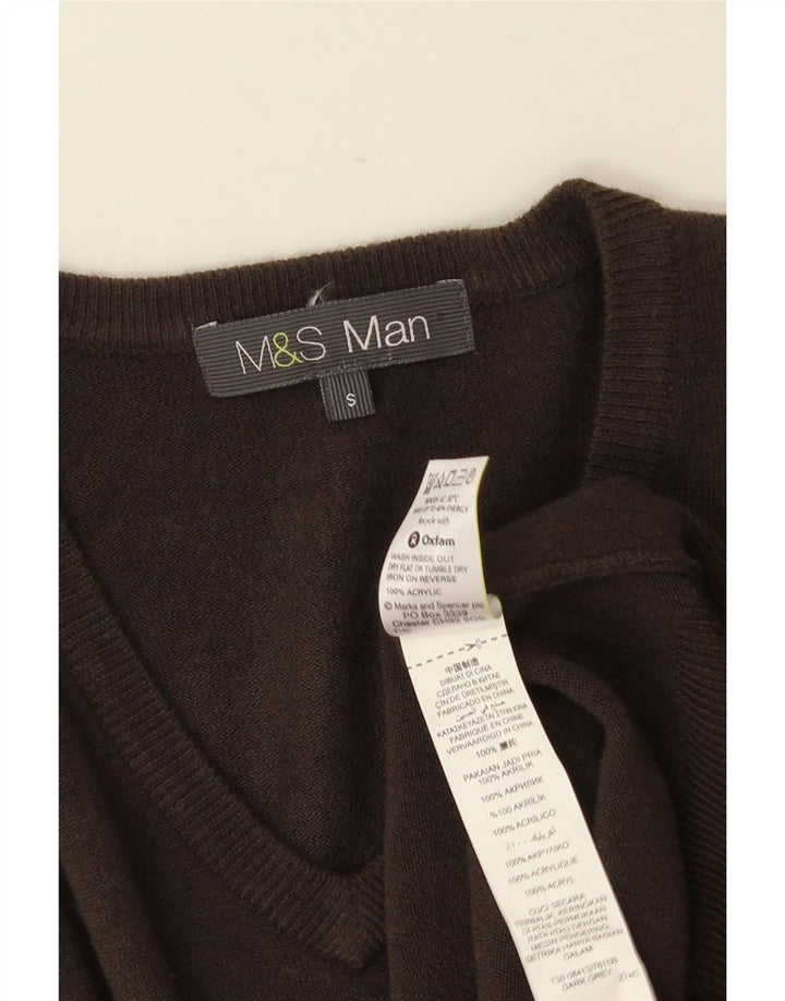 MARKS & SPENCER Herren-Pullover mit V-Ausschnitt, klein, Acryl, Grau