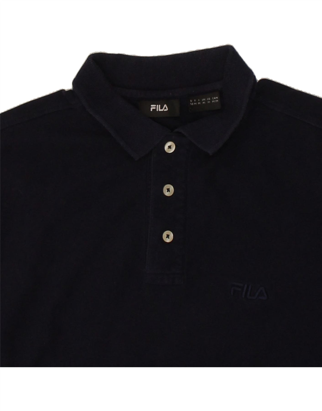 FILA Mens Polo Shirt Medium Navy Blue Cotton Vintage Fila and Second-Hand Fila from Messina Hembry 