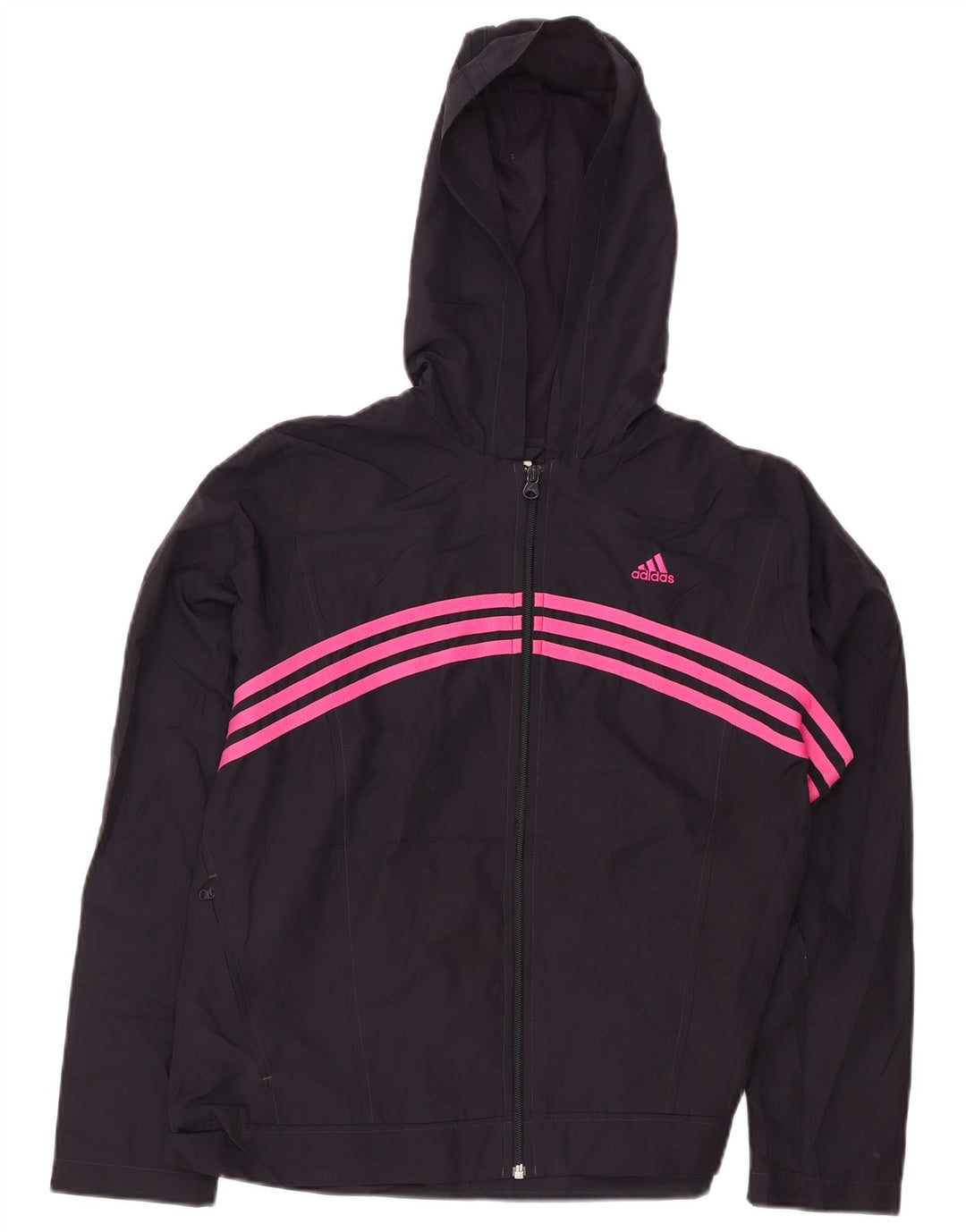 Adidas Damen-Trainingsanzug mit Kapuze, Top-Jacke, UK 16, Größe L, Schwarz, Polyester