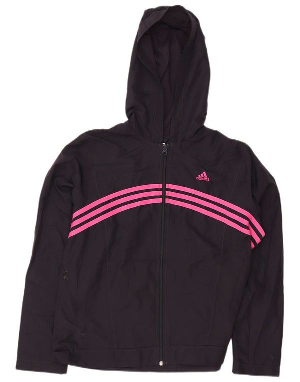 Adidas Damen-Trainingsanzug mit Kapuze, Top-Jacke, UK 16, Größe L, Schwarz, Polyester