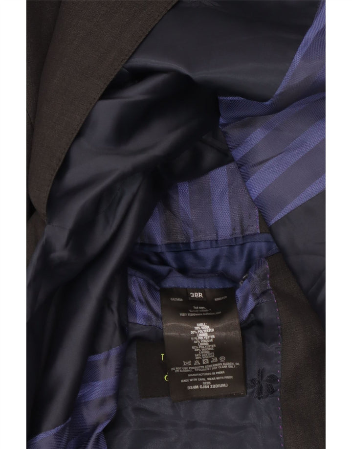 Ted Baker Herren-Blazer mit 2 Knöpfen, UK 38, mittelgraue Wolle