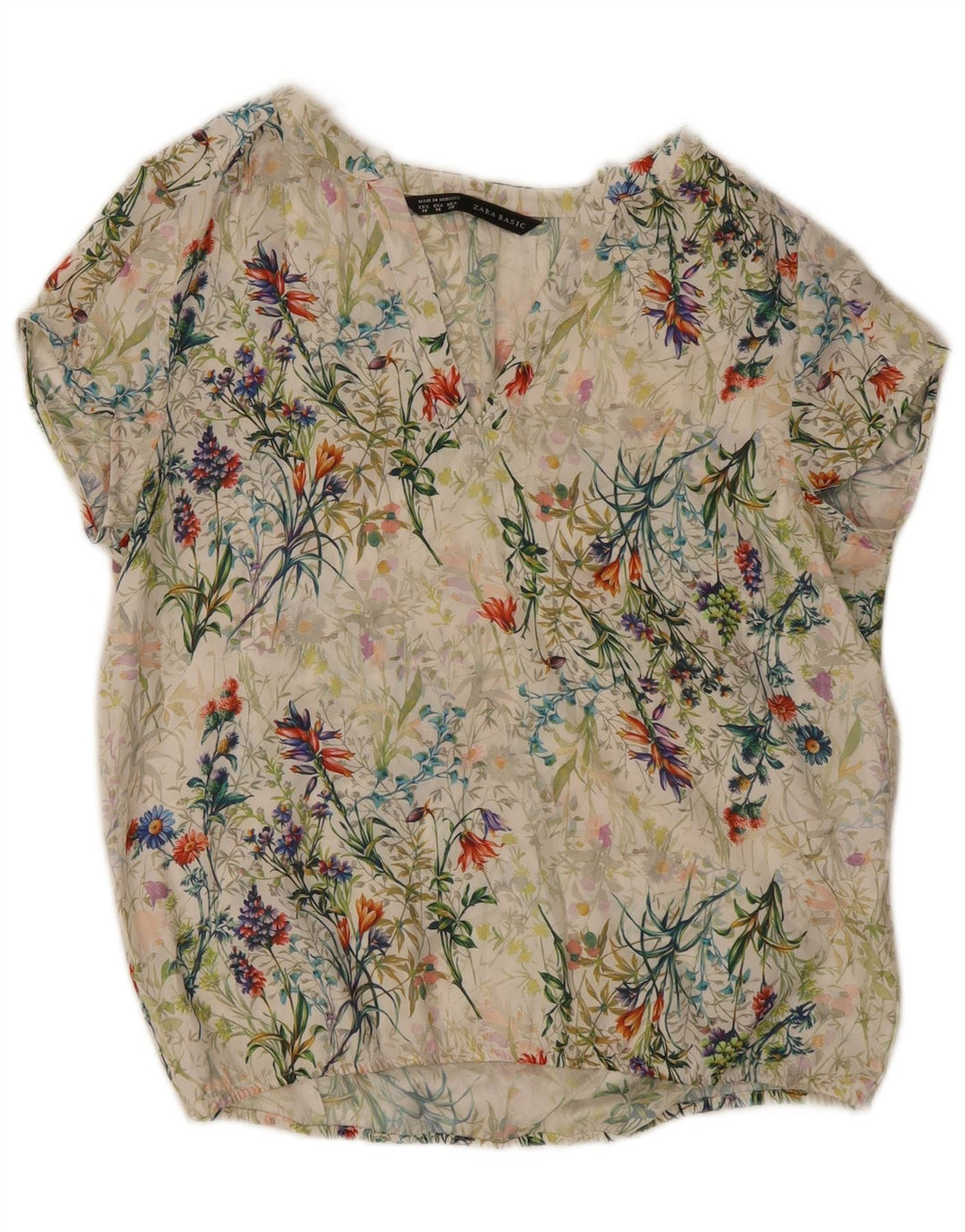 Zara Damen-Blusenoberteil, Größe M, mehrfarbig, Blumenmuster, Polyester