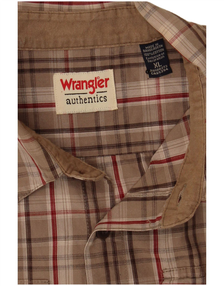 Wrangler Herrenhemd XL Beige kariert Baumwolle