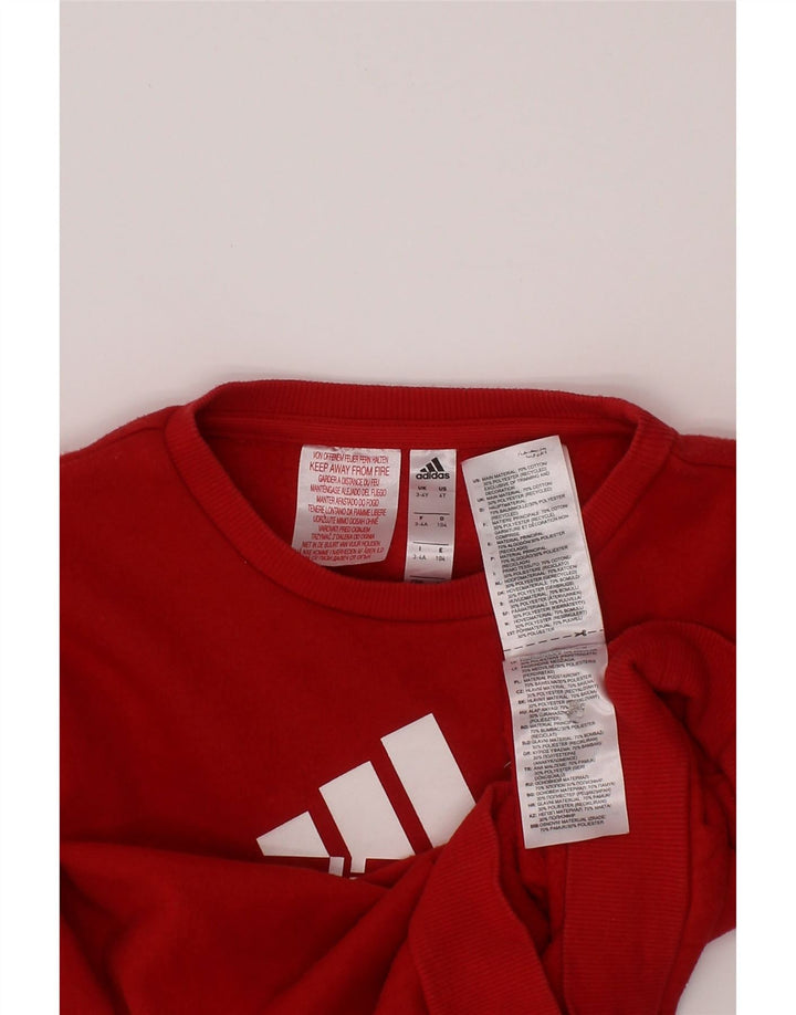 Adidas Jungen Grafik-Sweatshirt-Pullover, 3–4 Jahre, rote Baumwolle