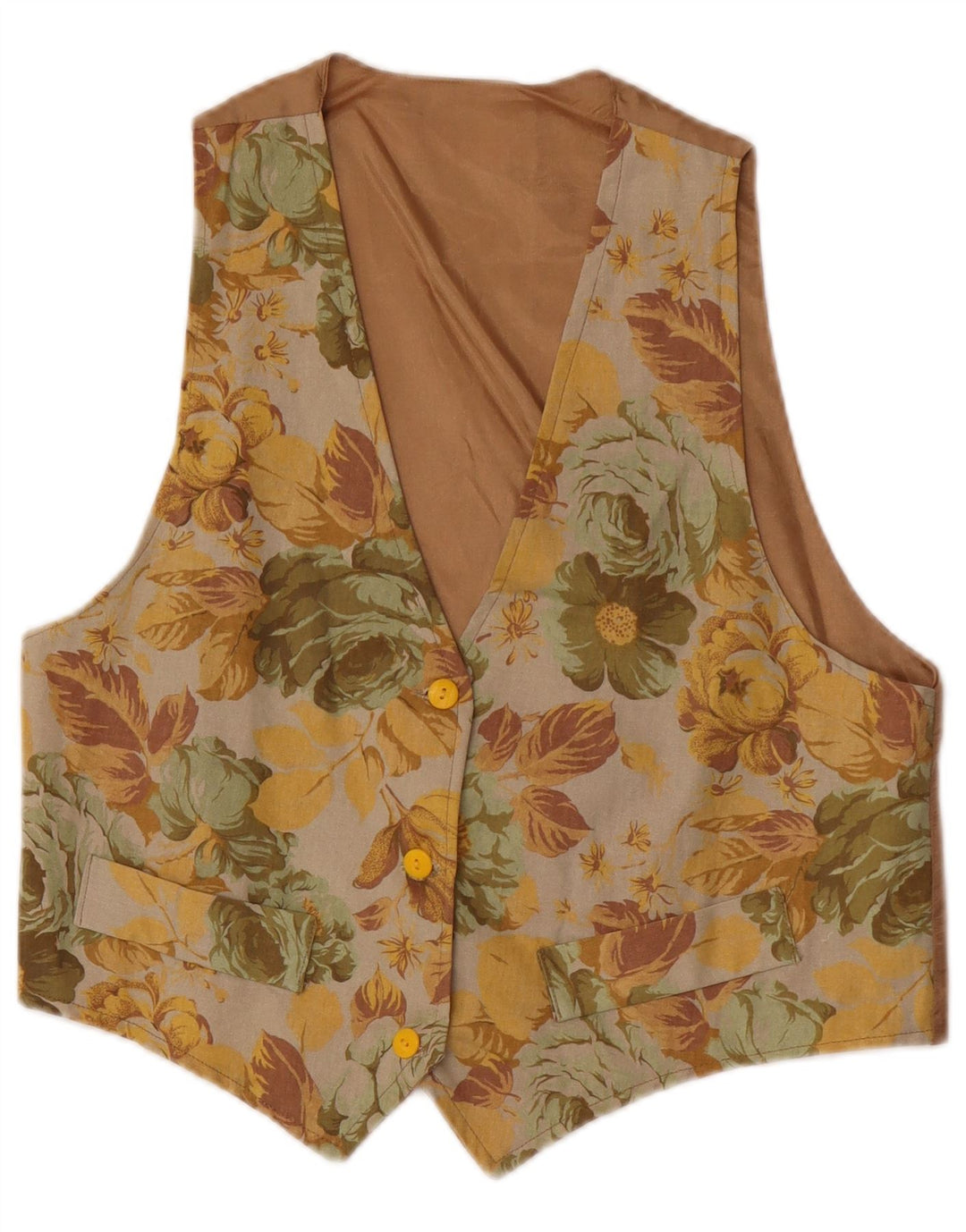 Vintage Damen Weste UK 12 Mittelbraun geblümt