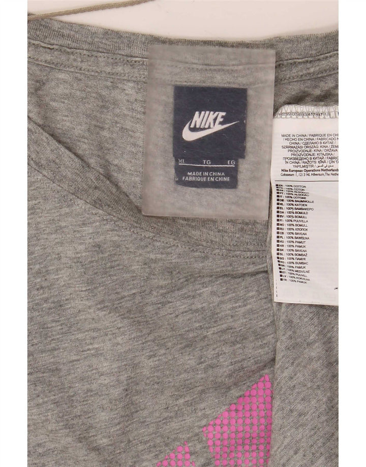 Nike Womens Crop Oversized Graphic Top Langarm UK 18 XL Grau meliert